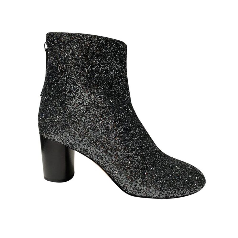 Isabel Marant Ritza Glitter-coated Ankle Boots in Glitter Silver